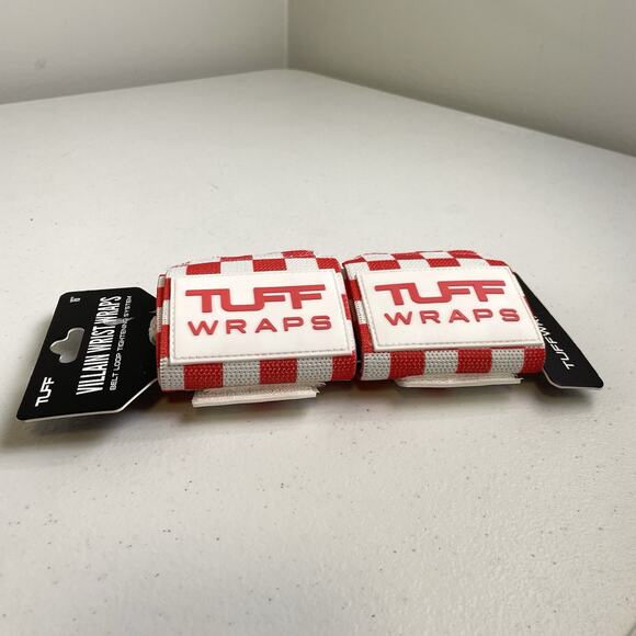 Tuff Villian Wrist Wraps 16" Pink White Checker New Lifting Weight Training - Picture 5 of 5